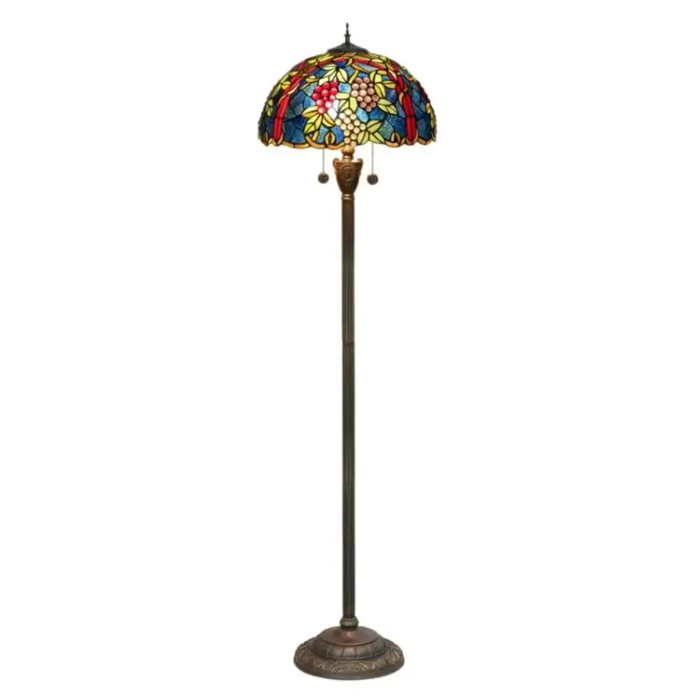 Dia43cm Stained Glass Grape Fruit Art Lampshade Tiffany Standing Floor Lamp Classical Tiffany Lamp