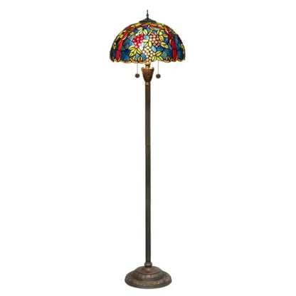Dia43cm Stained Glass Grape Fruit Art Lampshade Tiffany Standing Floor Lamp Classical Tiffany Lamp