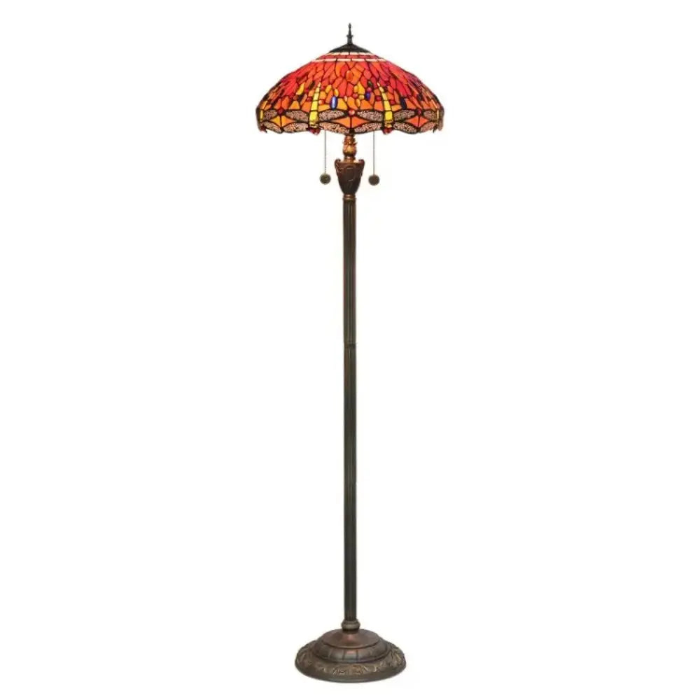 Dia45cm Stained Glass Red Dragonfly Lampshade Vintage Tiffany Floor Lamps for Sale Classical Tiffany Lamp
