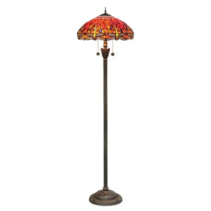 Dia45cm Stained Glass Red Dragonfly Lampshade Vintage Tiffany Floor Lamps for Sale Classical Tiffany Lamp