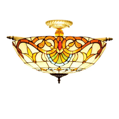 Dia55cm Stained Glass Baroque Lampshade Large Tiffany Style Ceiling Lamp Classical Tiffany Lamp