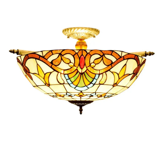 Dia55cm Stained Glass Baroque Lampshade Large Tiffany Style Ceiling Lamp Classical Tiffany Lamp