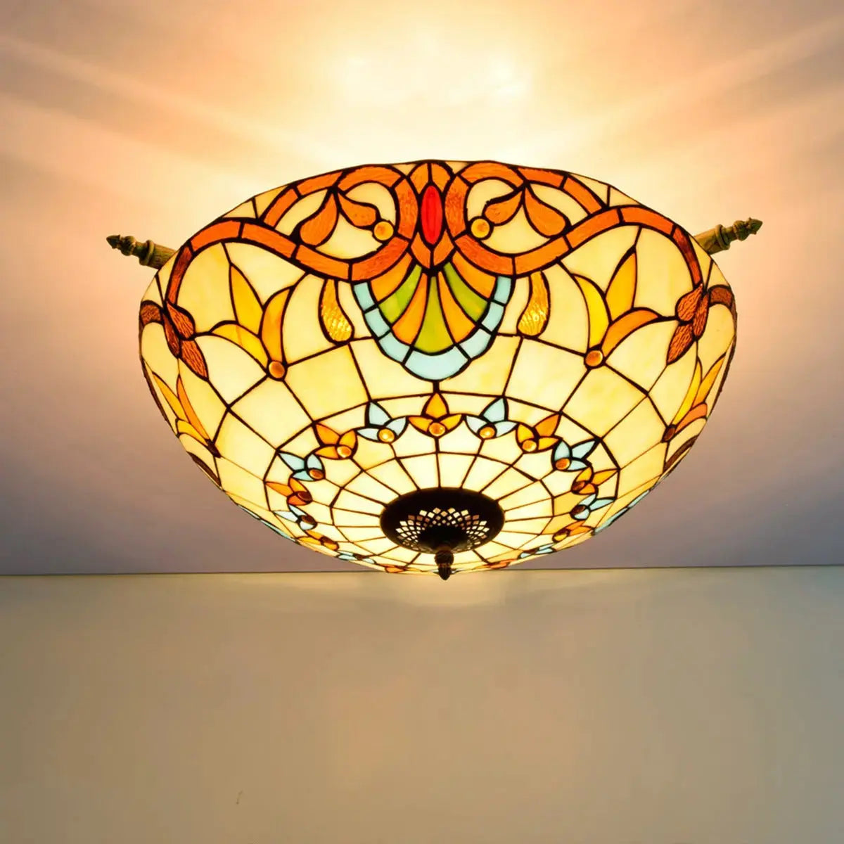 Dia55cm Stained Glass Baroque Lampshade Large Tiffany Style Ceiling Lamp Classical Tiffany Lamp