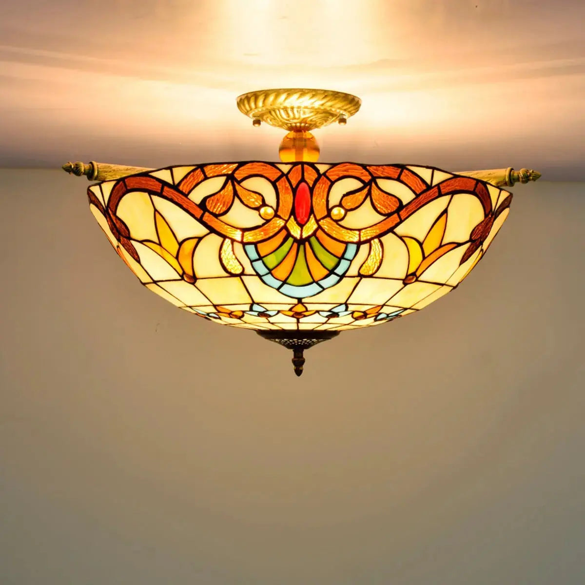 Dia55cm Stained Glass Baroque Lampshade Large Tiffany Style Ceiling Lamp Classical Tiffany Lamp