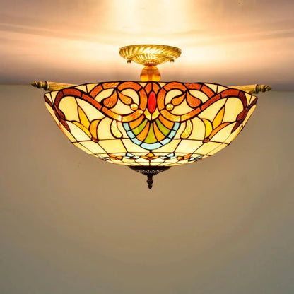 Dia55cm Stained Glass Baroque Lampshade Large Tiffany Style Ceiling Lamp Classical Tiffany Lamp