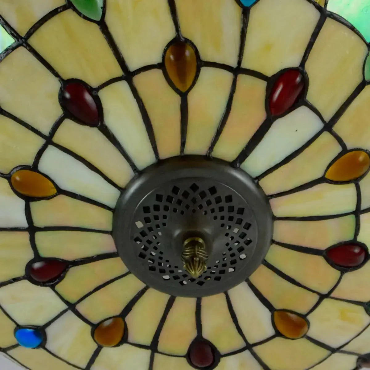 Dia55cm Stained Glass Beads Lampshade Large Yellow Tiffany Lamp Ceiling Light Classical Tiffany Lamp