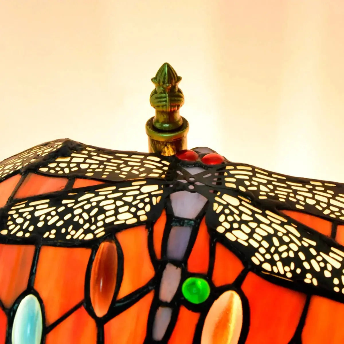 Dia55cm Stained Glass Colorful Dragonfly Floral Lampshade Large Tiffany Ceiling Lamp Classical Tiffany Lamp