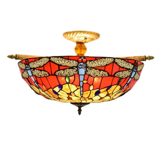 Dia55cm Stained Glass Dragonfly Lampshade Large Tiffany Ceiling Light Classical Tiffany Lamp