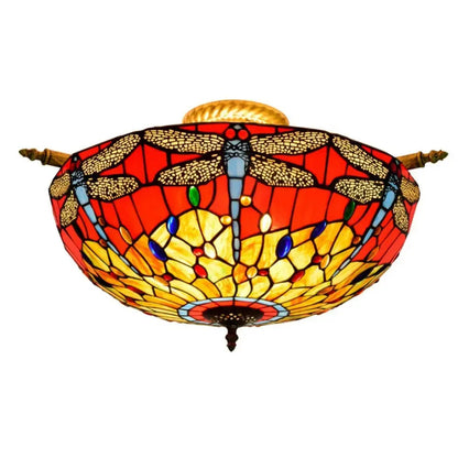 Dia55cm Stained Glass Dragonfly Lampshade Large Tiffany Ceiling Light Classical Tiffany Lamp