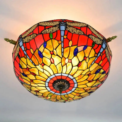 Dia55cm Stained Glass Dragonfly Lampshade Large Tiffany Ceiling Light Classical Tiffany Lamp