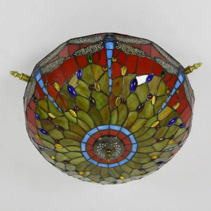Dia55cm Stained Glass Dragonfly Lampshade Large Tiffany Ceiling Light Classical Tiffany Lamp