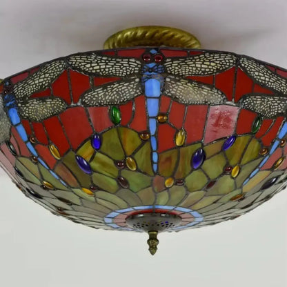 Dia55cm Stained Glass Dragonfly Lampshade Large Tiffany Ceiling Light Classical Tiffany Lamp