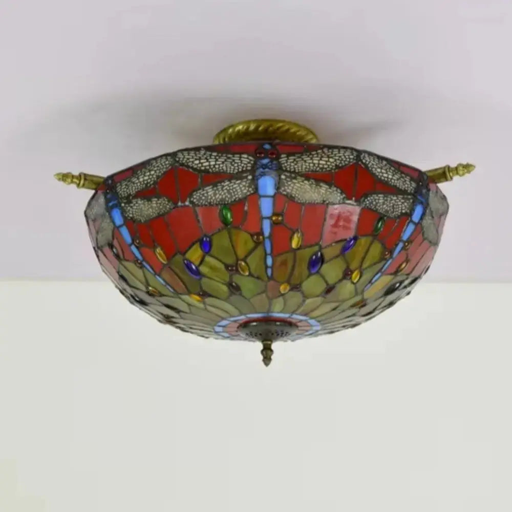 Dia55cm Stained Glass Dragonfly Lampshade Large Tiffany Ceiling Light Classical Tiffany Lamp