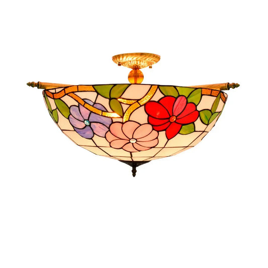 Dia55cm Stained Glass Morning Glory Lampshade Large Tiffany Ceiling Lamp Classical Tiffany Lamp