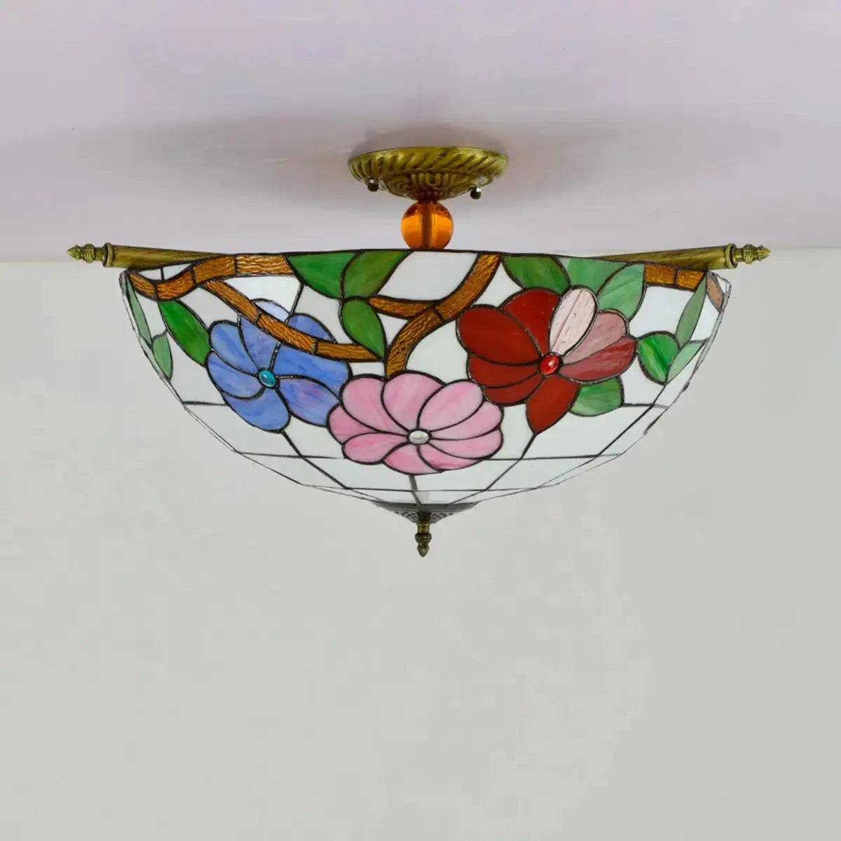 Dia55cm Stained Glass Morning Glory Lampshade Large Tiffany Ceiling Lamp Classical Tiffany Lamp
