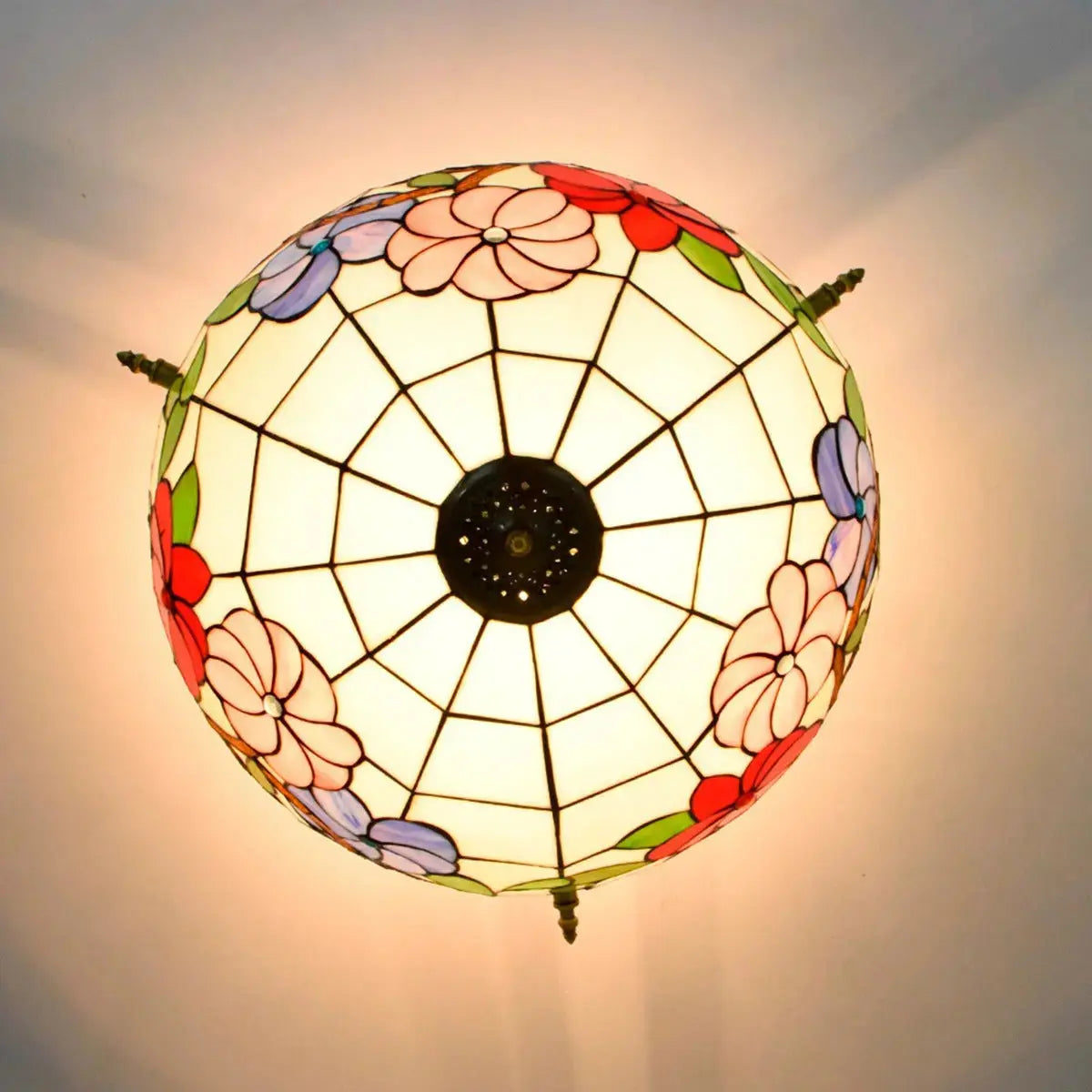 Dia55cm Stained Glass Morning Glory Lampshade Large Tiffany Ceiling Lamp Classical Tiffany Lamp