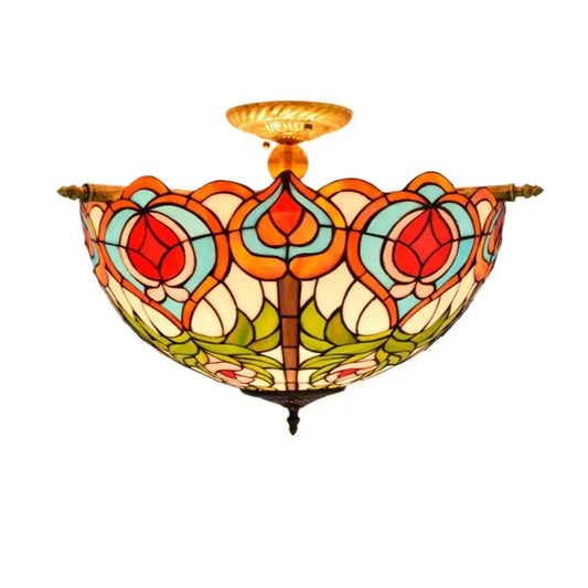 Dia55cm Stained Glass Peach Lampshade Large Tiffany Ceiling Lamp Classical Tiffany Lamp
