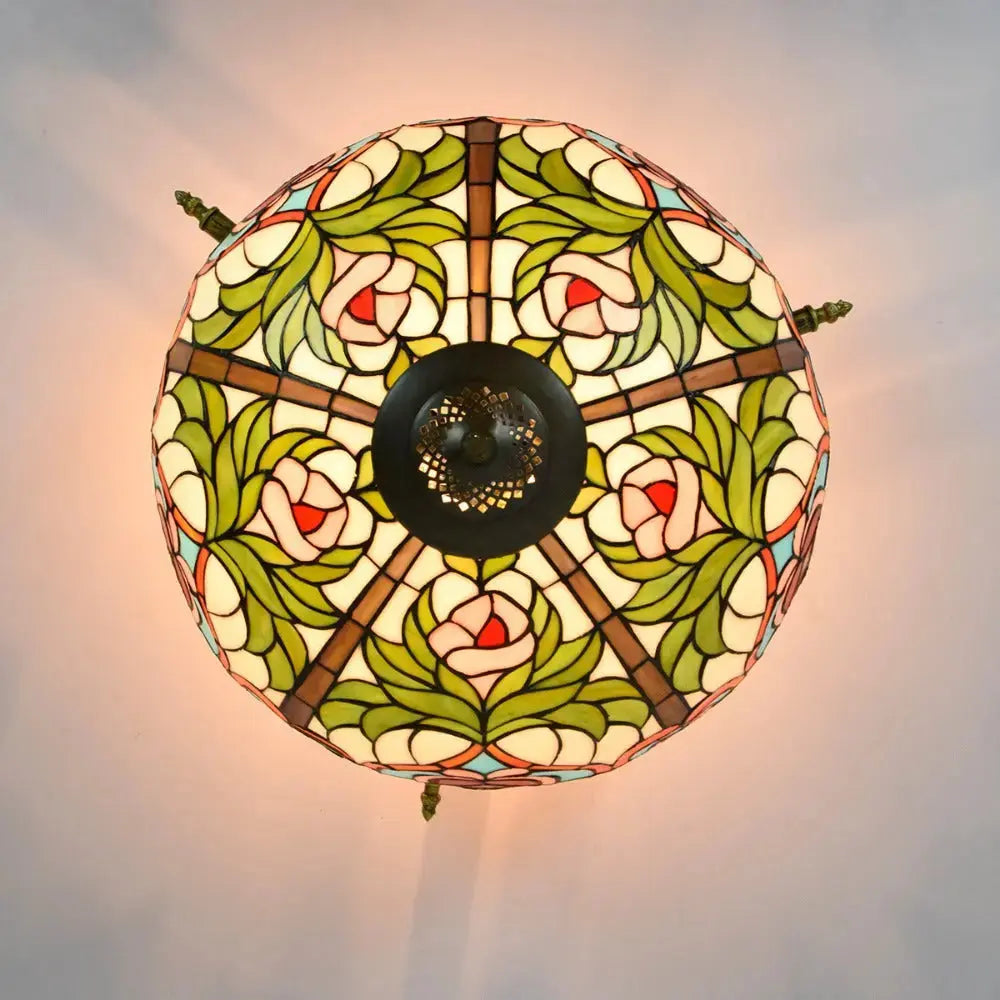 Dia55cm Stained Glass Peach Lampshade Large Tiffany Ceiling Lamp Classical Tiffany Lamp