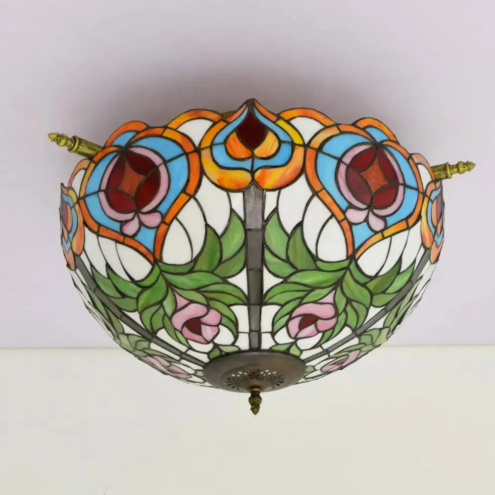 Dia55cm Stained Glass Peach Lampshade Large Tiffany Ceiling Lamp Classical Tiffany Lamp