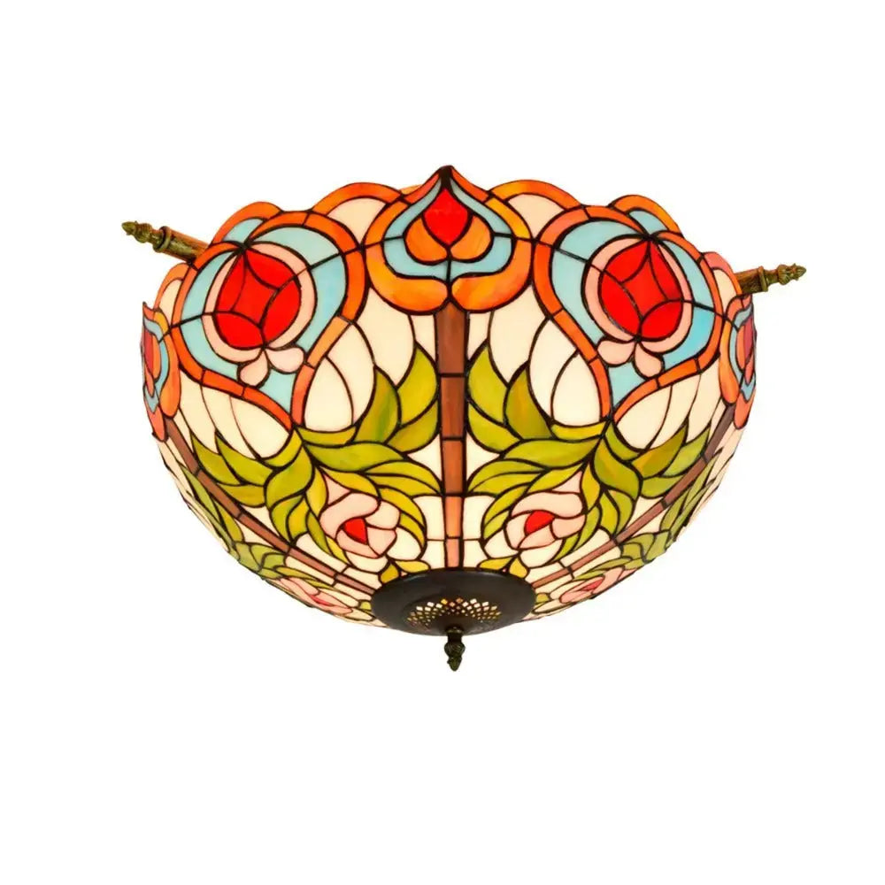 Dia55cm Stained Glass Peach Lampshade Large Tiffany Ceiling Lamp Classical Tiffany Lamp