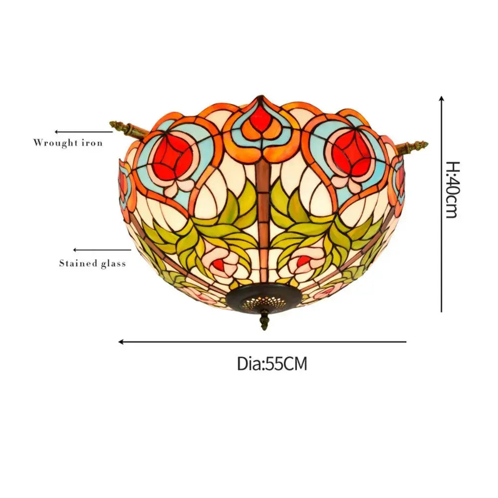 Dia55cm Stained Glass Peach Lampshade Large Tiffany Ceiling Lamp Classical Tiffany Lamp