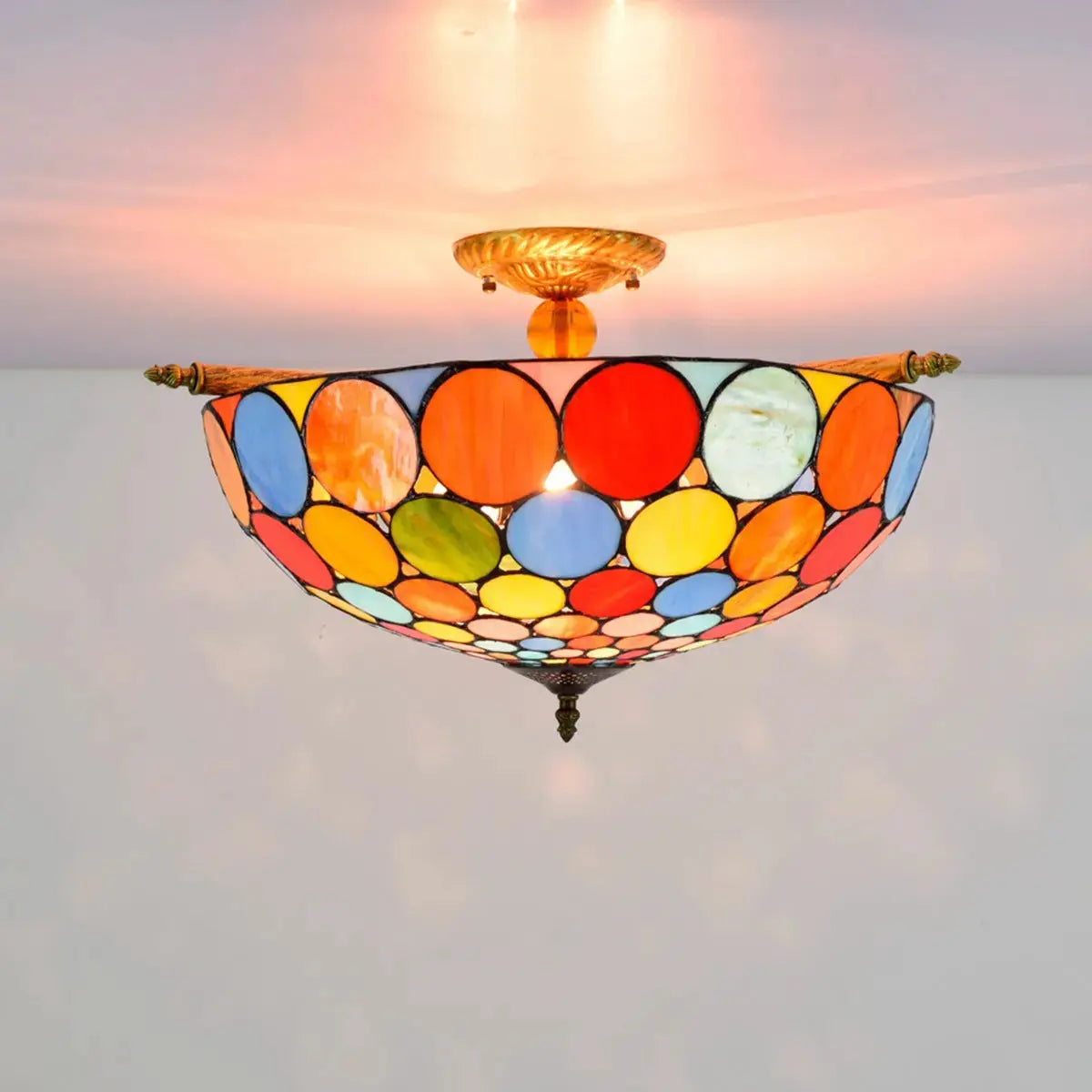 Dia55cm Stained Glass Bohemia Lampshade Large Tiffany Ceiling Light Classical Tiffany Lamp