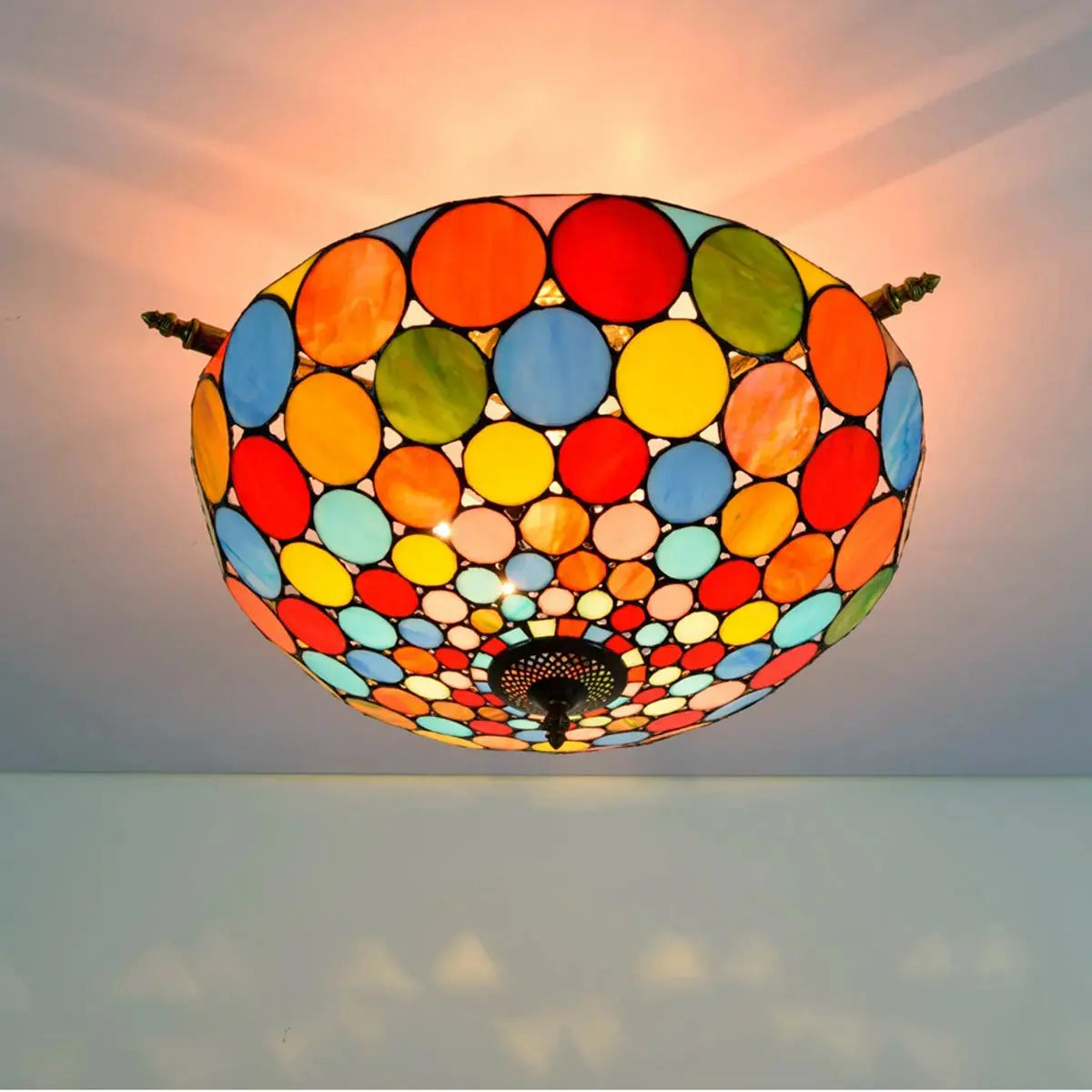 Dia55cm Stained Glass Bohemia Lampshade Large Tiffany Ceiling Light Classical Tiffany Lamp