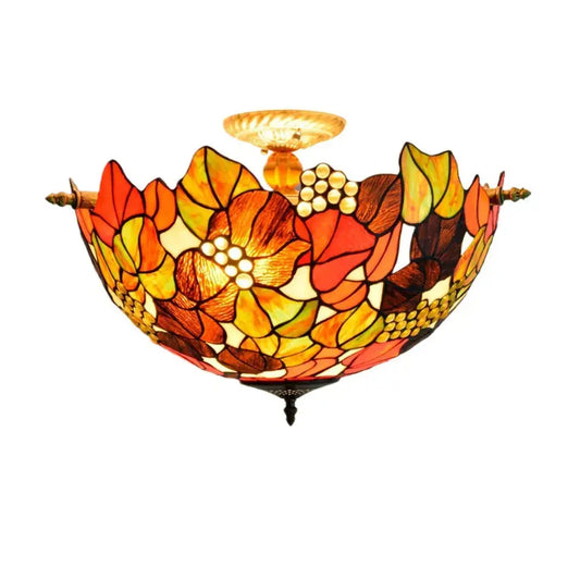 Dia55cm Stained Glass Grape Floral Lampshade Large Tiffany Style Ceiling Lamp Classical Tiffany Lamp