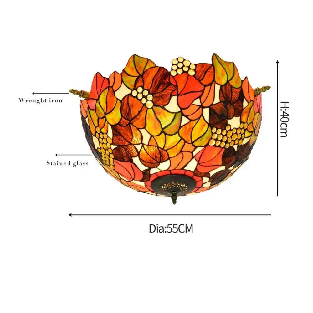 Dia55cm Stained Glass Grape Floral Lampshade Large Tiffany Style Ceiling Lamp Classical Tiffany Lamp