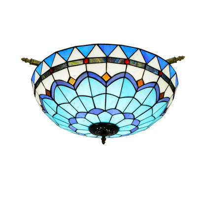 Dia55cm Stained Glass Blue Lampshade Large Tiffany Ceiling Light Classical Tiffany Lamp
