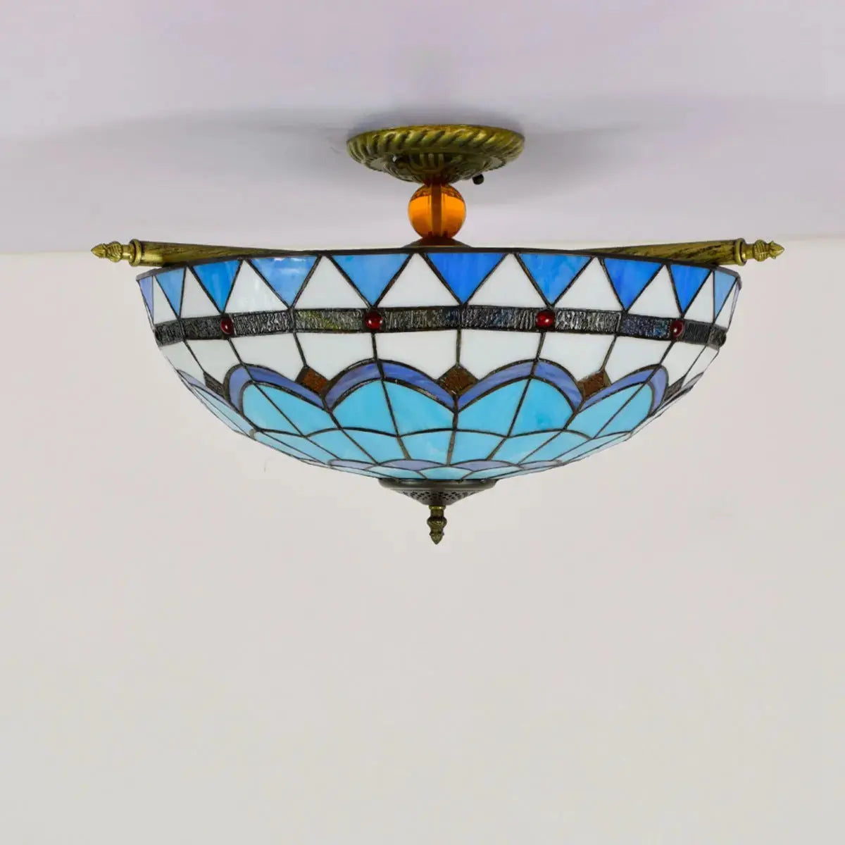 Dia55cm Stained Glass Blue Lampshade Large Tiffany Ceiling Light Classical Tiffany Lamp