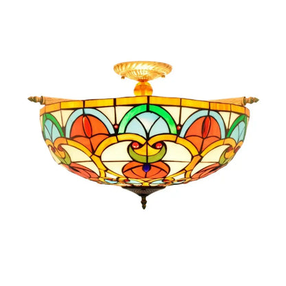 Dia55cm Stained Glass Peach Heart Beads Lampshade Tiffany Antique Ceiling Lights Classical Tiffany Lamp
