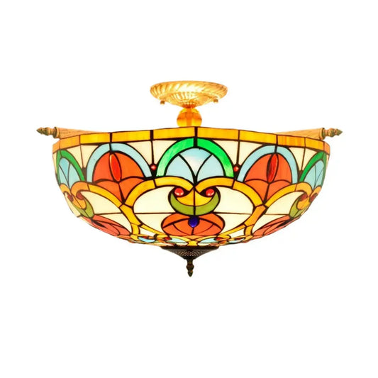 Dia55cm Stained Glass Peach Heart Beads Lampshade Tiffany Antique Ceiling Lights Classical Tiffany Lamp