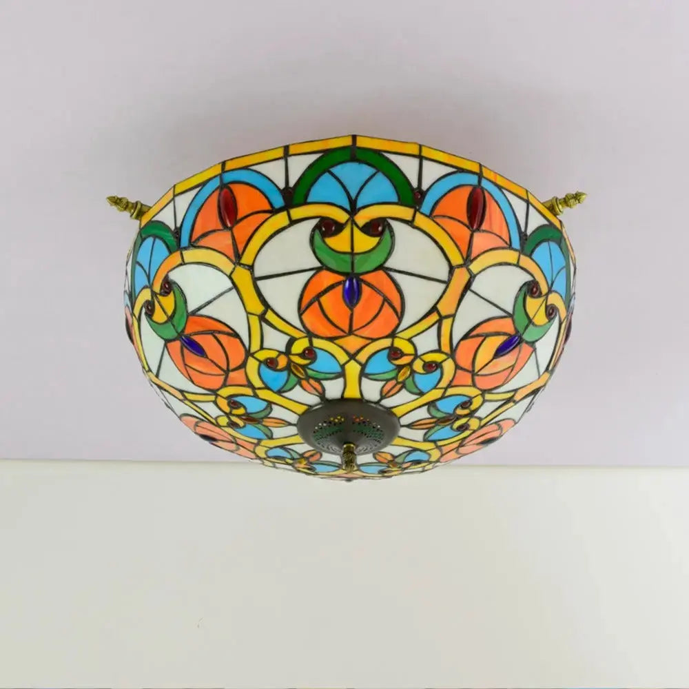 Dia55cm Stained Glass Peach Heart Beads Lampshade Tiffany Antique Ceiling Lights Classical Tiffany Lamp