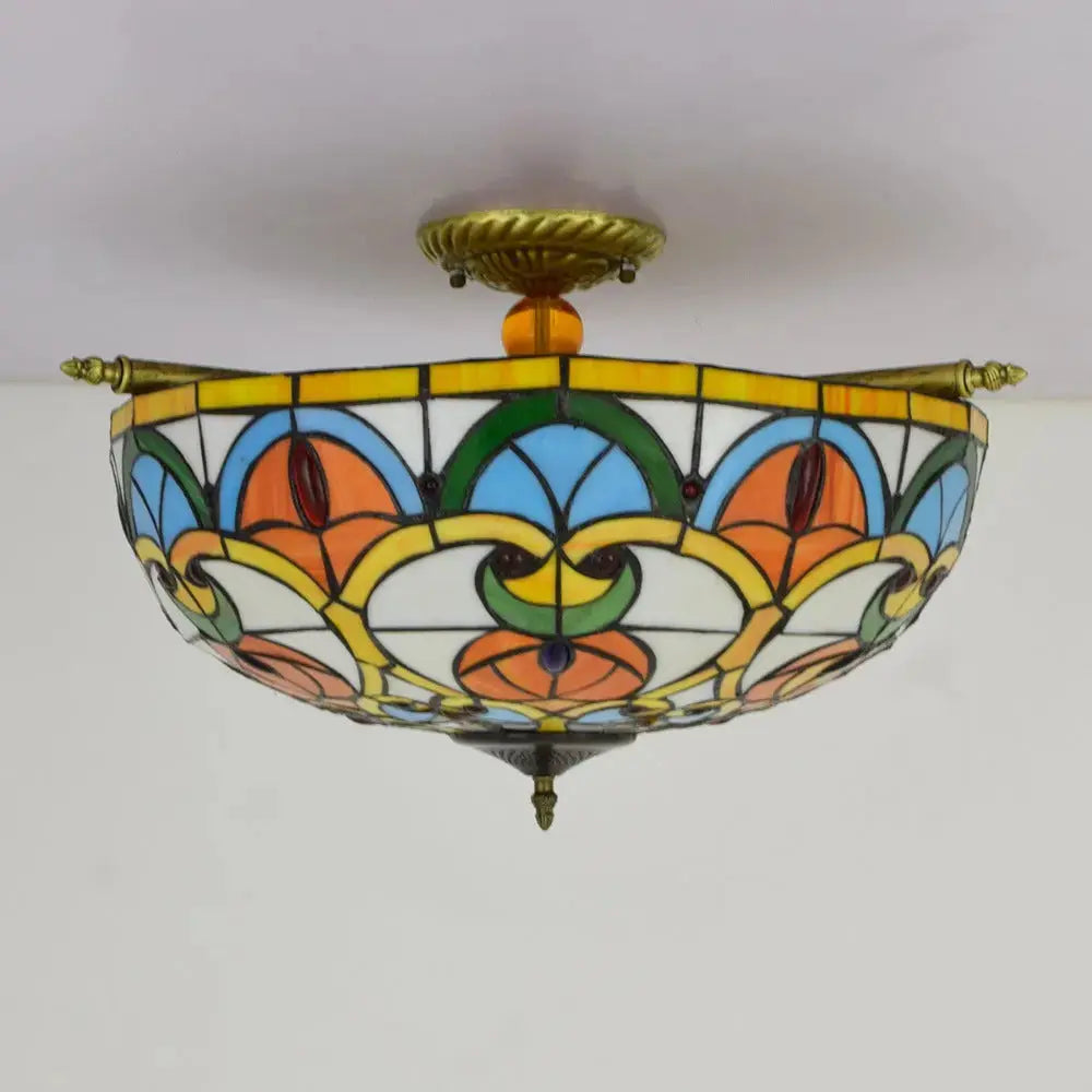 Dia55cm Stained Glass Peach Heart Beads Lampshade Tiffany Antique Ceiling Lights Classical Tiffany Lamp