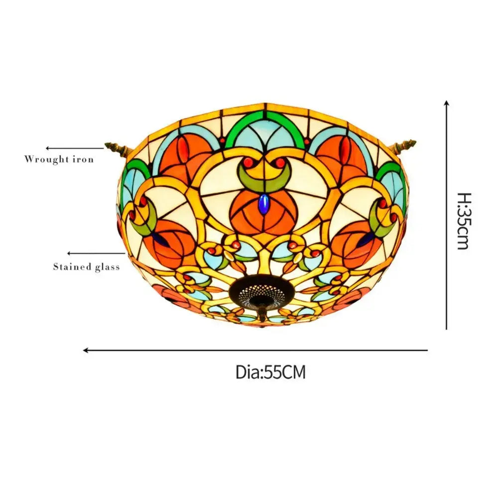 Dia55cm Stained Glass Peach Heart Beads Lampshade Tiffany Antique Ceiling Lights Classical Tiffany Lamp