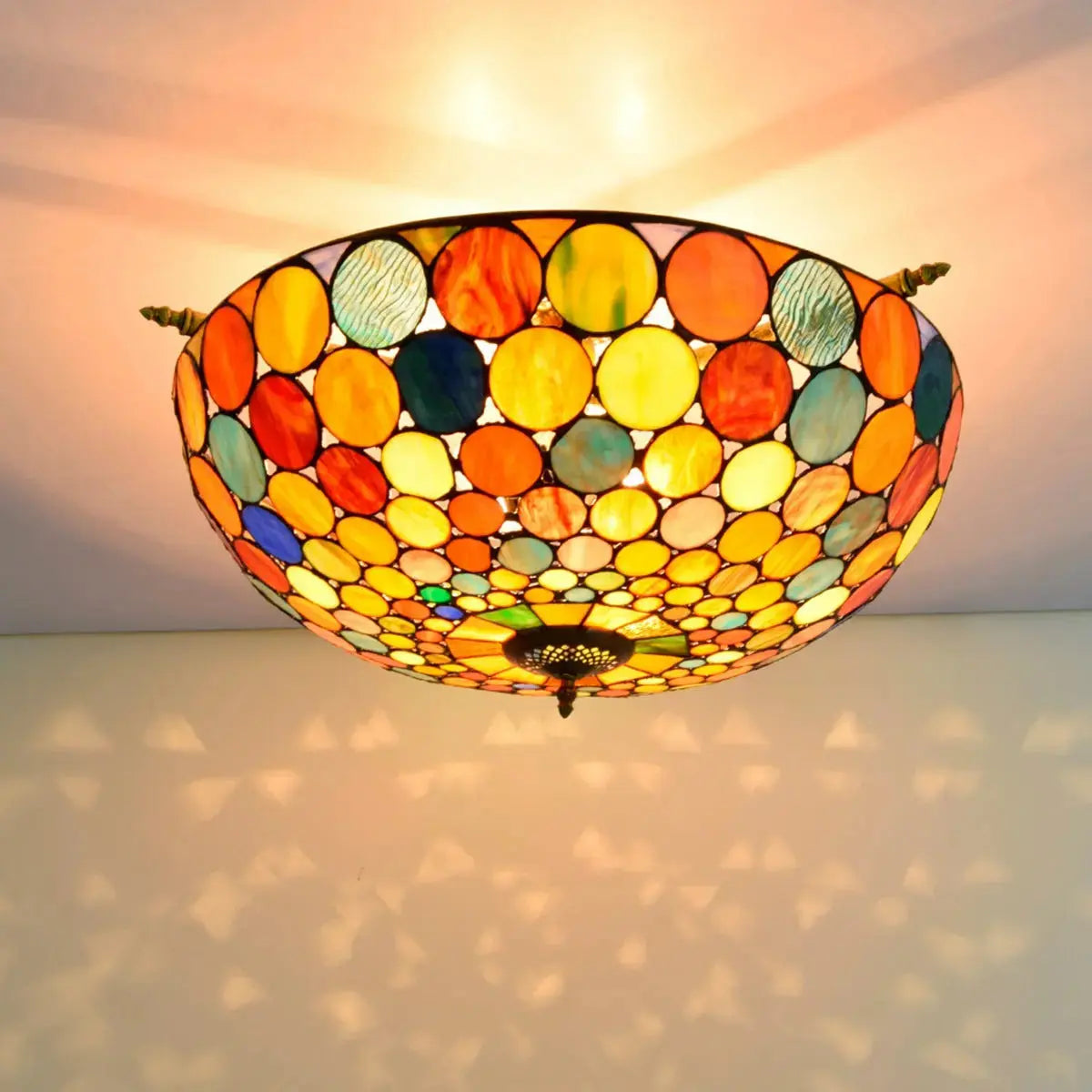 Dia65cm Stained Glass Bohemia Spots Lampshade Large Tiffany Ceiling Lamp Classical Tiffany Lamp
