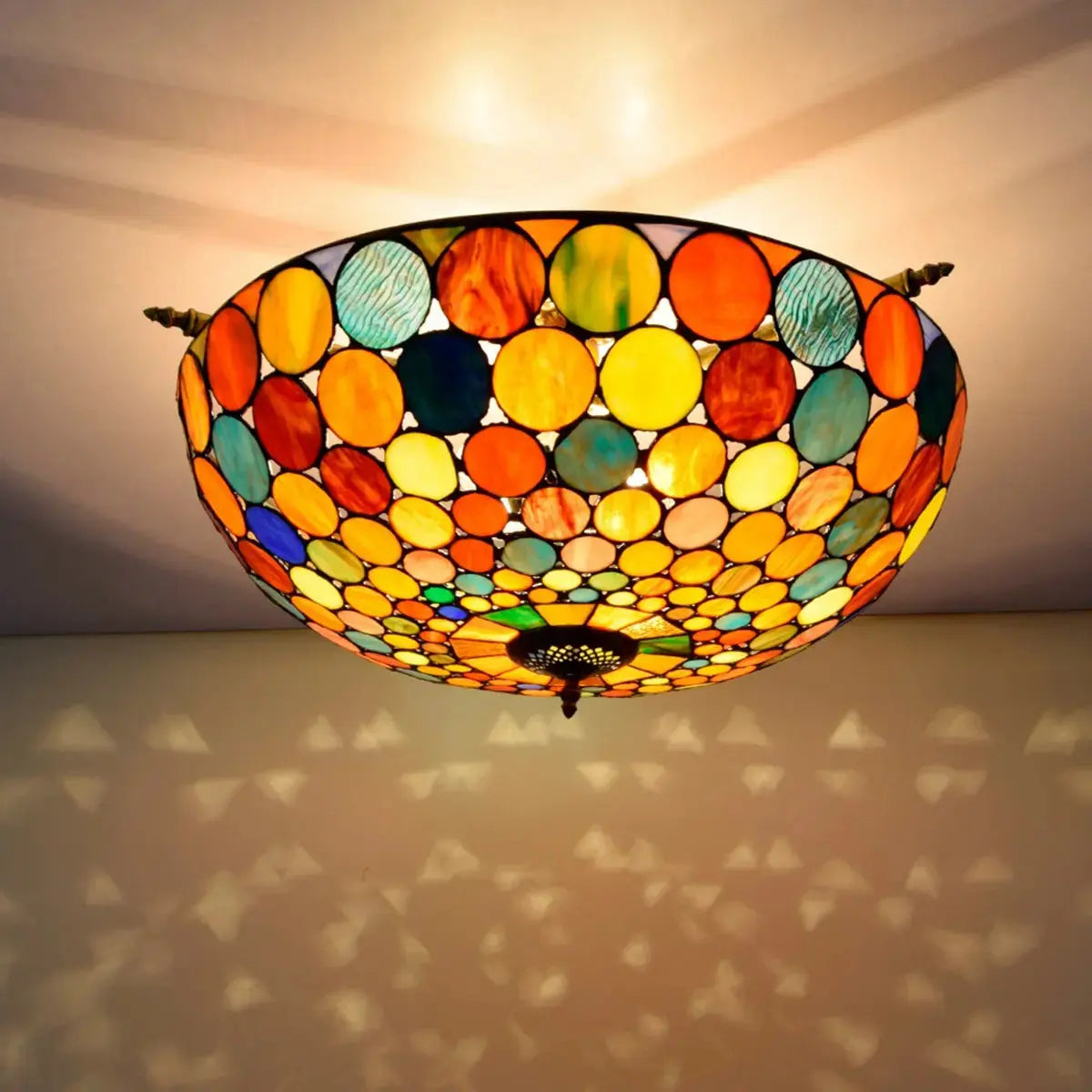 Dia65cm Stained Glass Bohemia Spots Lampshade Large Tiffany Ceiling Lamp Classical Tiffany Lamp