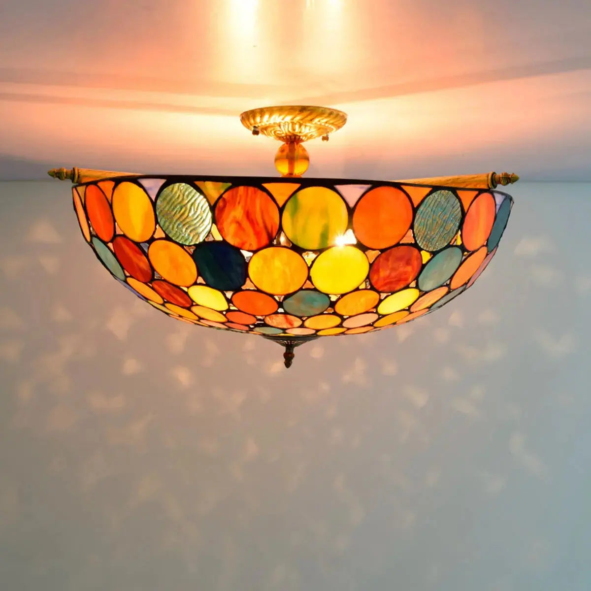 Dia65cm Stained Glass Bohemia Spots Lampshade Large Tiffany Ceiling Lamp Classical Tiffany Lamp