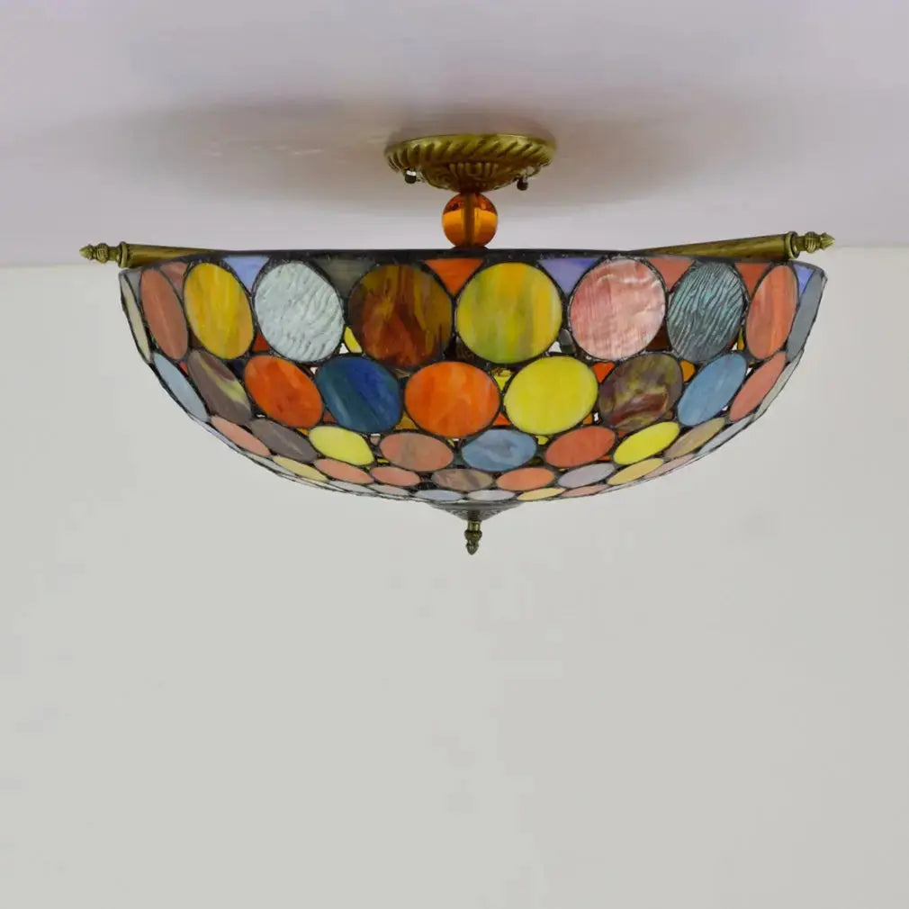 Dia65cm Stained Glass Bohemia Spots Lampshade Large Tiffany Ceiling Lamp Classical Tiffany Lamp