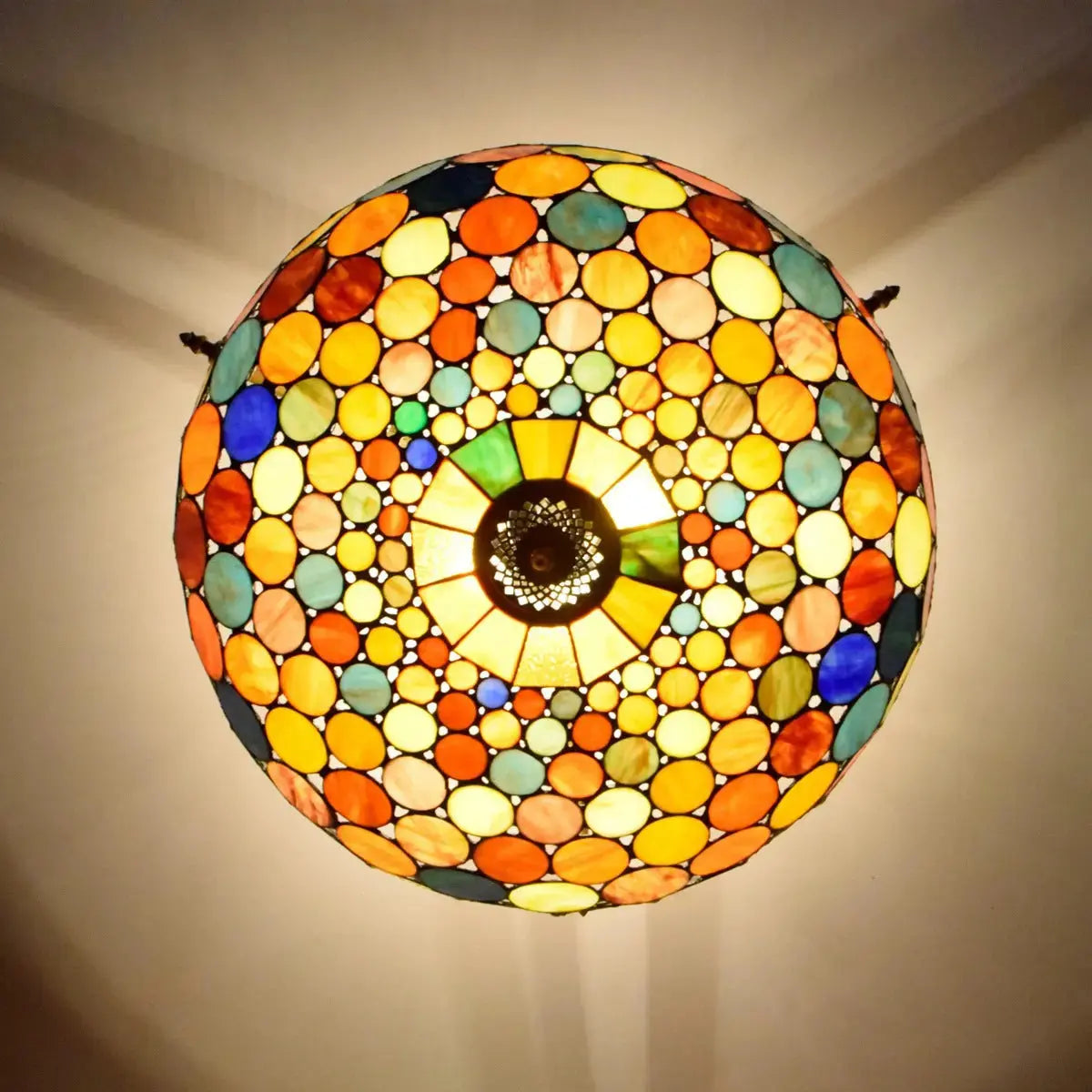 Dia65cm Stained Glass Bohemia Spots Lampshade Large Tiffany Ceiling Lamp Classical Tiffany Lamp