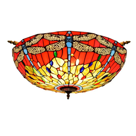 Dia65cm Stained Glass Dragonfly Lampshade Large Tiffany Ceiling Lamp Classical Tiffany Lamp