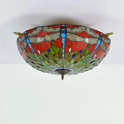 Dia65cm Stained Glass Dragonfly Lampshade Large Tiffany Ceiling Lamp Classical Tiffany Lamp