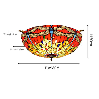 Dia65cm Stained Glass Dragonfly Lampshade Large Tiffany Ceiling Lamp Classical Tiffany Lamp