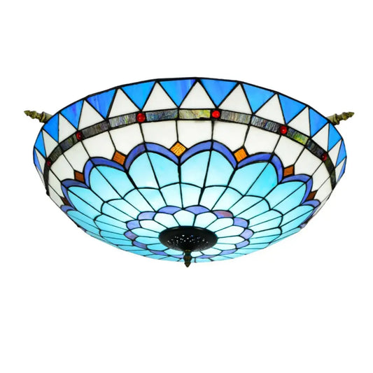 Dia65cm Stained Glass Blue Lampshade Large Tiffany Ceiling Lamp Classical Tiffany Lamp