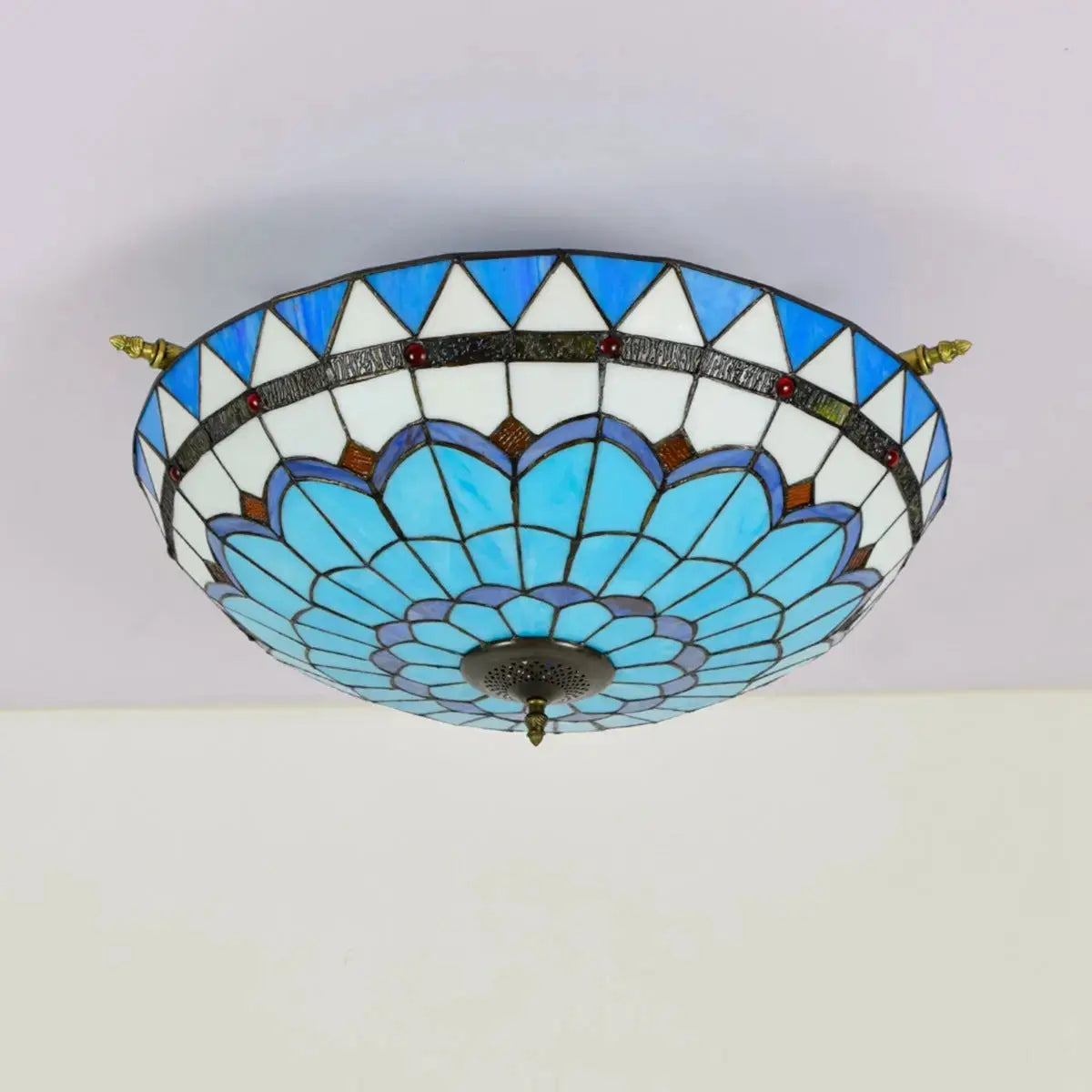 Dia65cm Stained Glass Blue Lampshade Large Tiffany Ceiling Lamp Classical Tiffany Lamp
