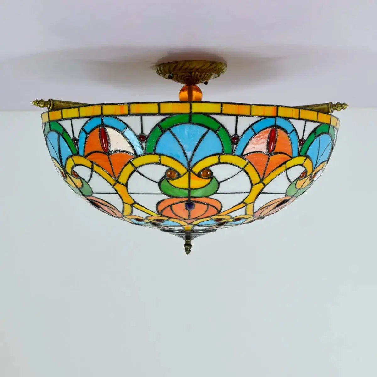 Dia65cm Stained Glass Peach Beads Lampshade Large Tiffany Ceiling Lamp Classical Tiffany Lamp