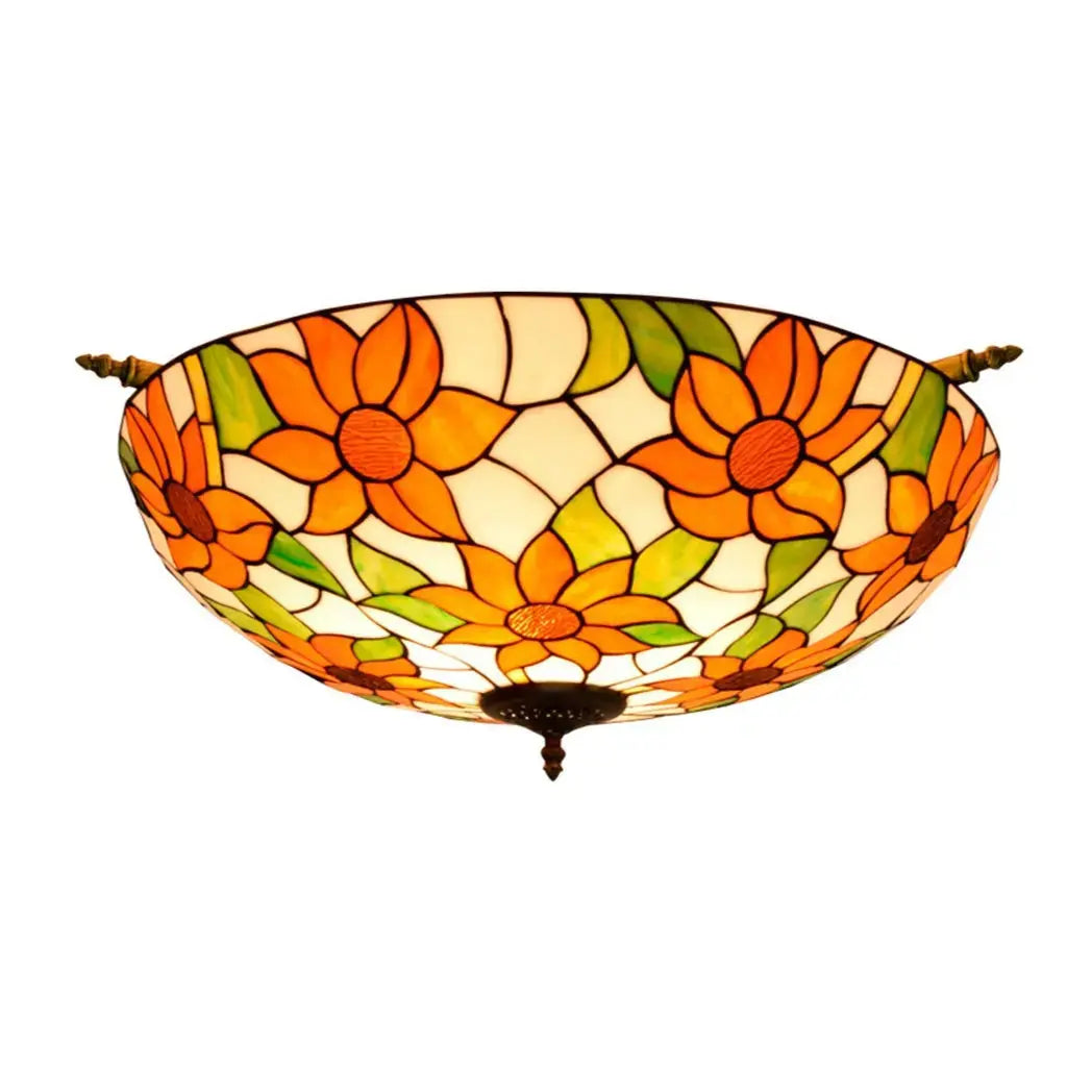 Dia65cm Stained Glass Sunflower Lampshade Large Tiffany Ceiling Lamp Classical Tiffany Lamp