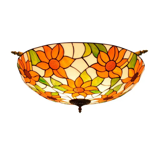 Dia65cm Stained Glass Sunflower Lampshade Large Tiffany Ceiling Lamp Classical Tiffany Lamp