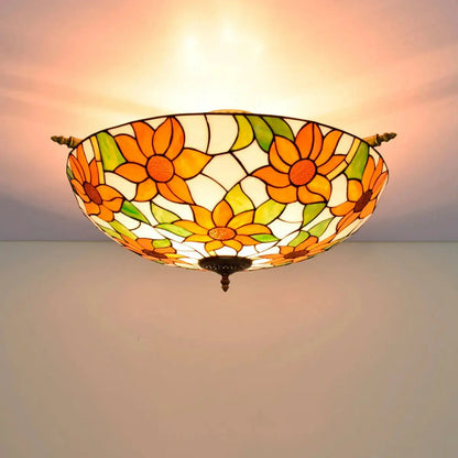 Dia65cm Stained Glass Sunflower Lampshade Large Tiffany Ceiling Lamp Classical Tiffany Lamp